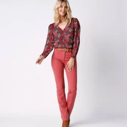 Broek<Colors&Co Afslankende broek, binnenpijplengte 78 cm terracotta