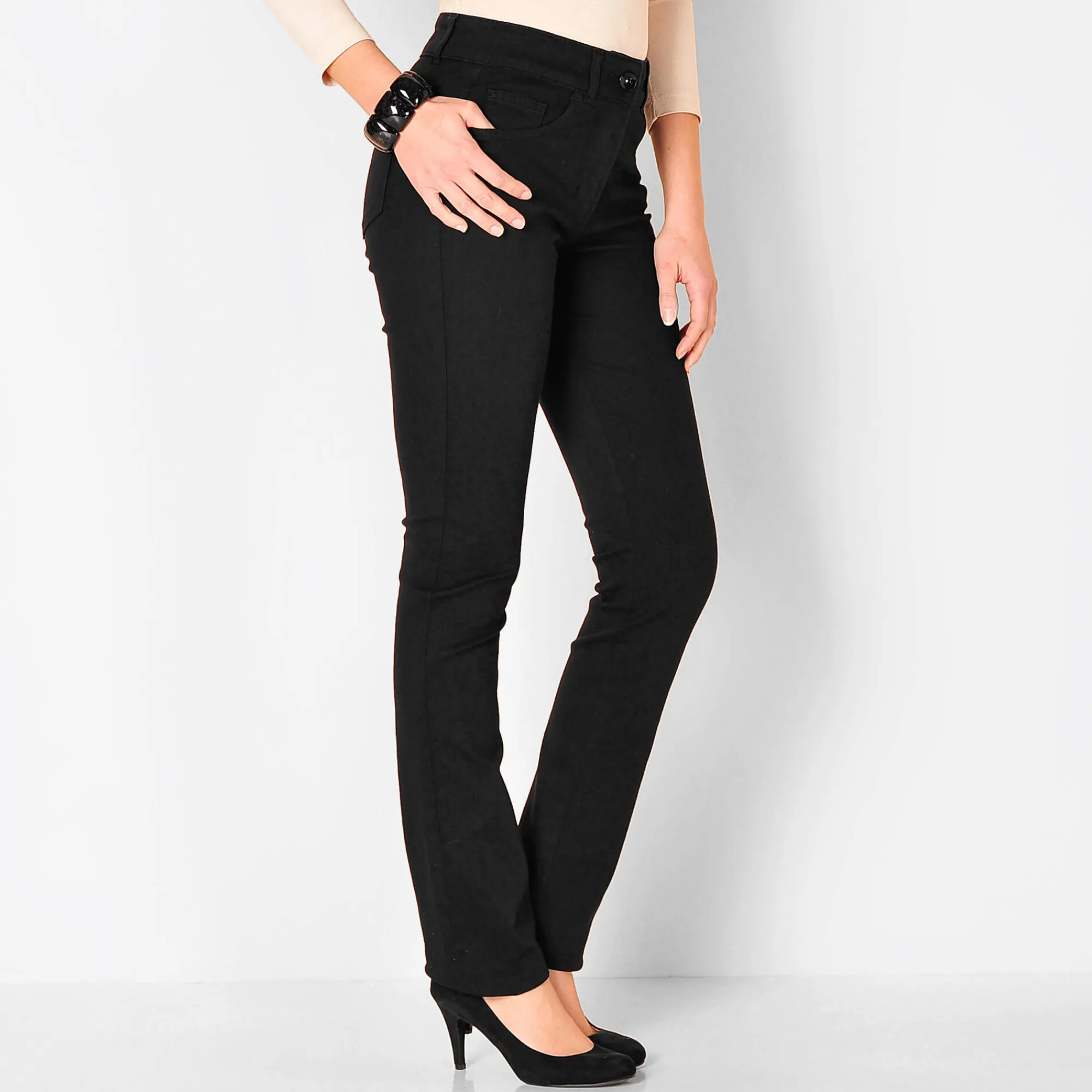 Broek<Colors&Co Afslankende broek, binnenpijplengte 78 cm zwart