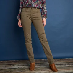 Broek<Colors&Co Afslankende broek, binnenpijplengte 78 cm olijfgroen