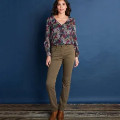 Broek<Colors&Co Afslankende broek, binnenpijplengte 78 cm olijfgroen