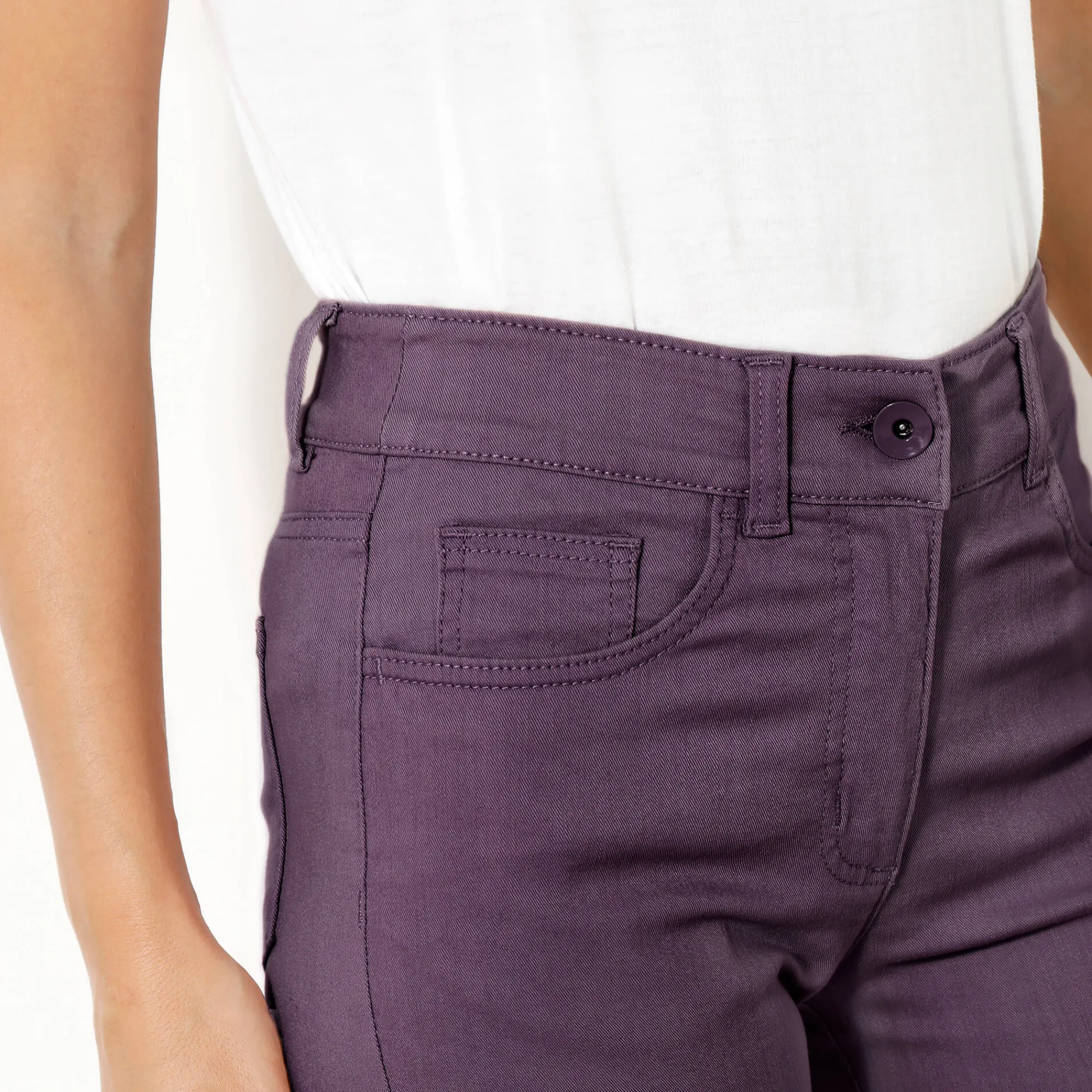 Broek<Colors&Co Afslankende broek, binnenpijplengte 78 cm aubergine