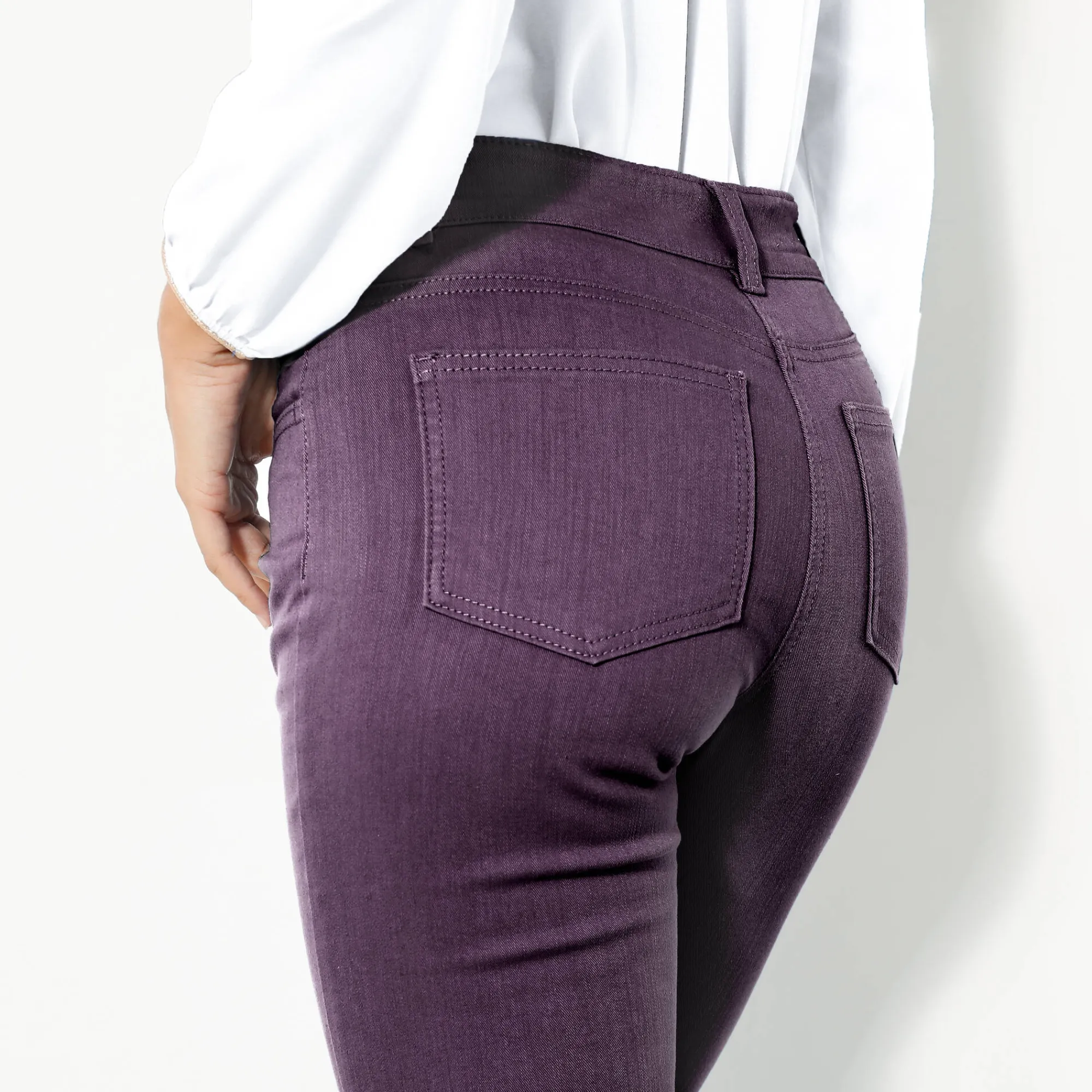 Broek<Colors&Co Afslankende broek, binnenpijplengte 78 cm aubergine