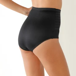 Feestelijke Lingerie|Slip En Shorty<Blancheporte Afslankende gaineslip in glanstricot en jacquardtule - intense steun zwart