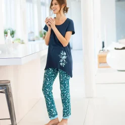 Pyjama<Blancheporte Asymmetrisch T-shirt met korte mouwen - marine