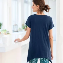 Pyjama<Blancheporte Asymmetrisch T-shirt met korte mouwen - marine