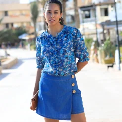 Rok<Blancheporte Asymmetrische shortrok in jeans stone