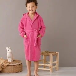 Badjas|Handdoek En Badlaken Kids<Colombine des petits Badjas in lusjesbadstof met kap, voor kinderen fuchsia