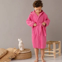 Badjas|Handdoek En Badlaken Kids<Colombine des petits Badjas in lusjesbadstof met kap, voor kinderen fuchsia