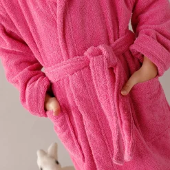 Badjas|Handdoek En Badlaken Kids<Colombine des petits Badjas in lusjesbadstof met kap, voor kinderen fuchsia