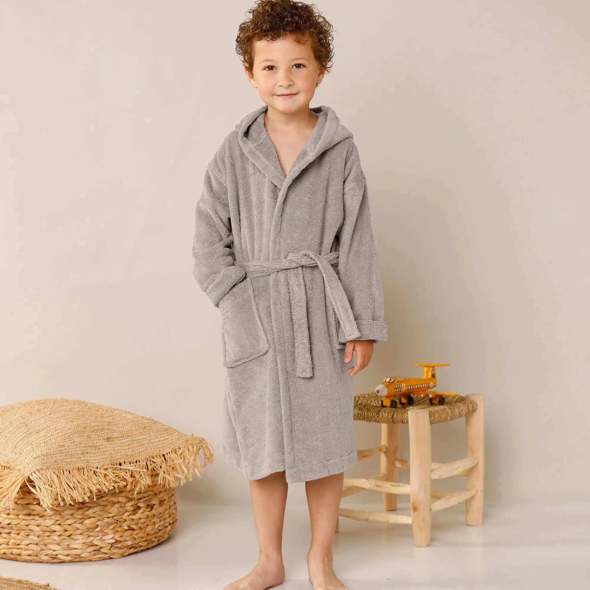 Badjas|Handdoek En Badlaken Kids<Colombine des petits Badjas met kap voor kinderen, beertjesmotief, in katoen - 340 g/m2 taupe