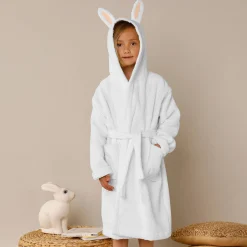 Badjas|Handdoek En Badlaken Kids<Colombine des petits Badjas met kap, voor kinderen, konijnmotief, katoenen badstof - 340 g/m2 wit