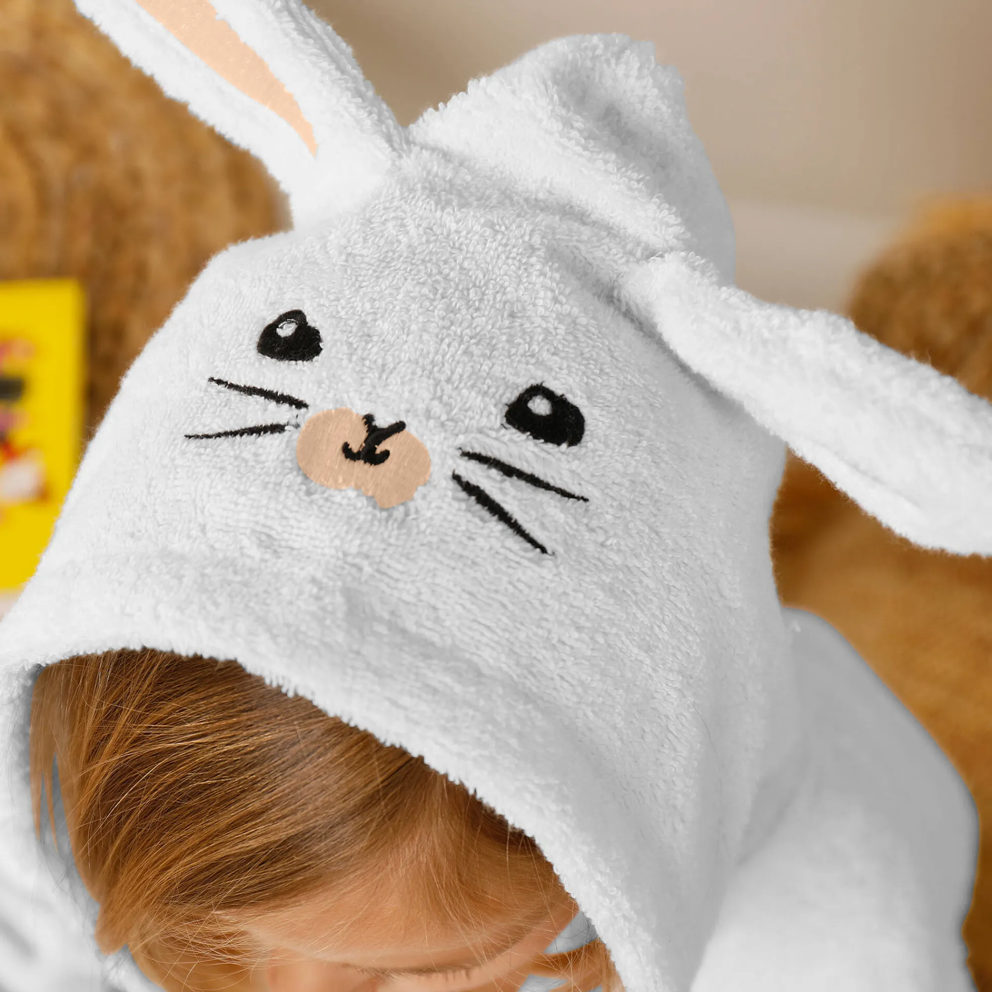 Badjas|Handdoek En Badlaken Kids<Colombine des petits Badjas met kap, voor kinderen, konijnmotief, katoenen badstof - 340 g/m2 wit