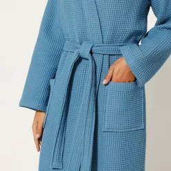 Badjas<Colombine Badjas, unisex volwassenen, honingraattricot 230 g/m2 blauw