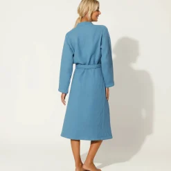 Badjas<Colombine Badjas, unisex volwassenen, honingraattricot 230 g/m2 blauw