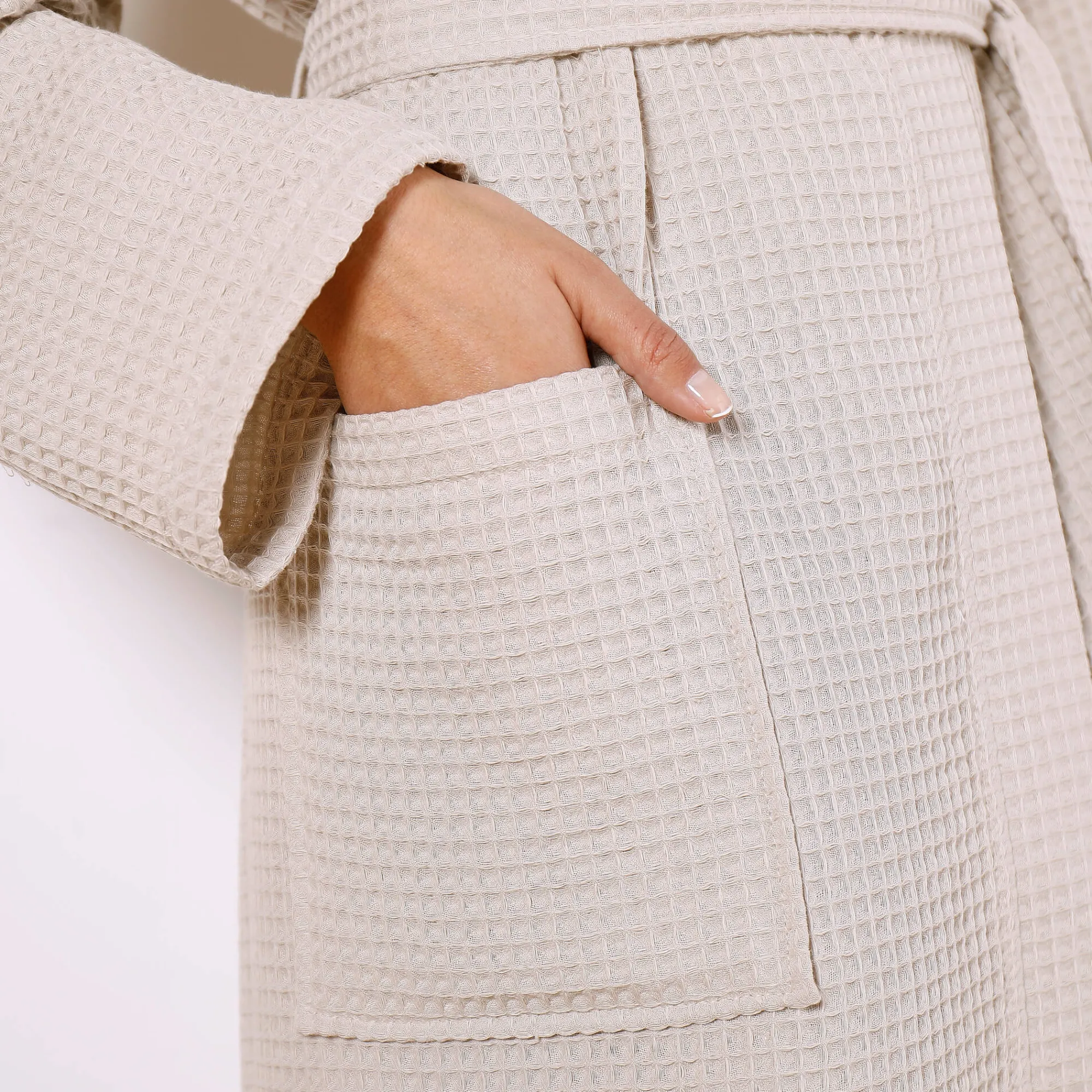 Badjas<Colombine Badjas, unisex volwassenen, honingraattricot 230 g/m2 zandkleur