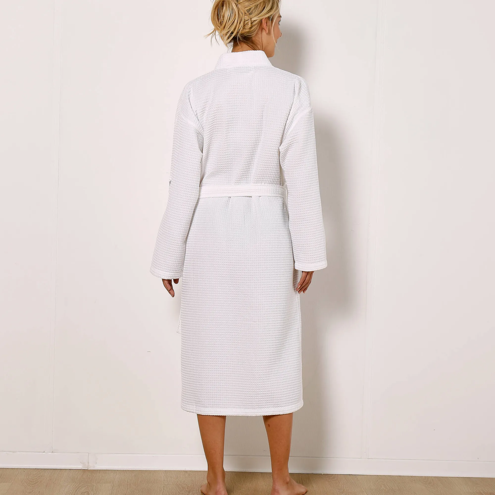 Badjas<Colombine Badjas, unisex volwassenen, honingraattricot 230 g/m2 wit