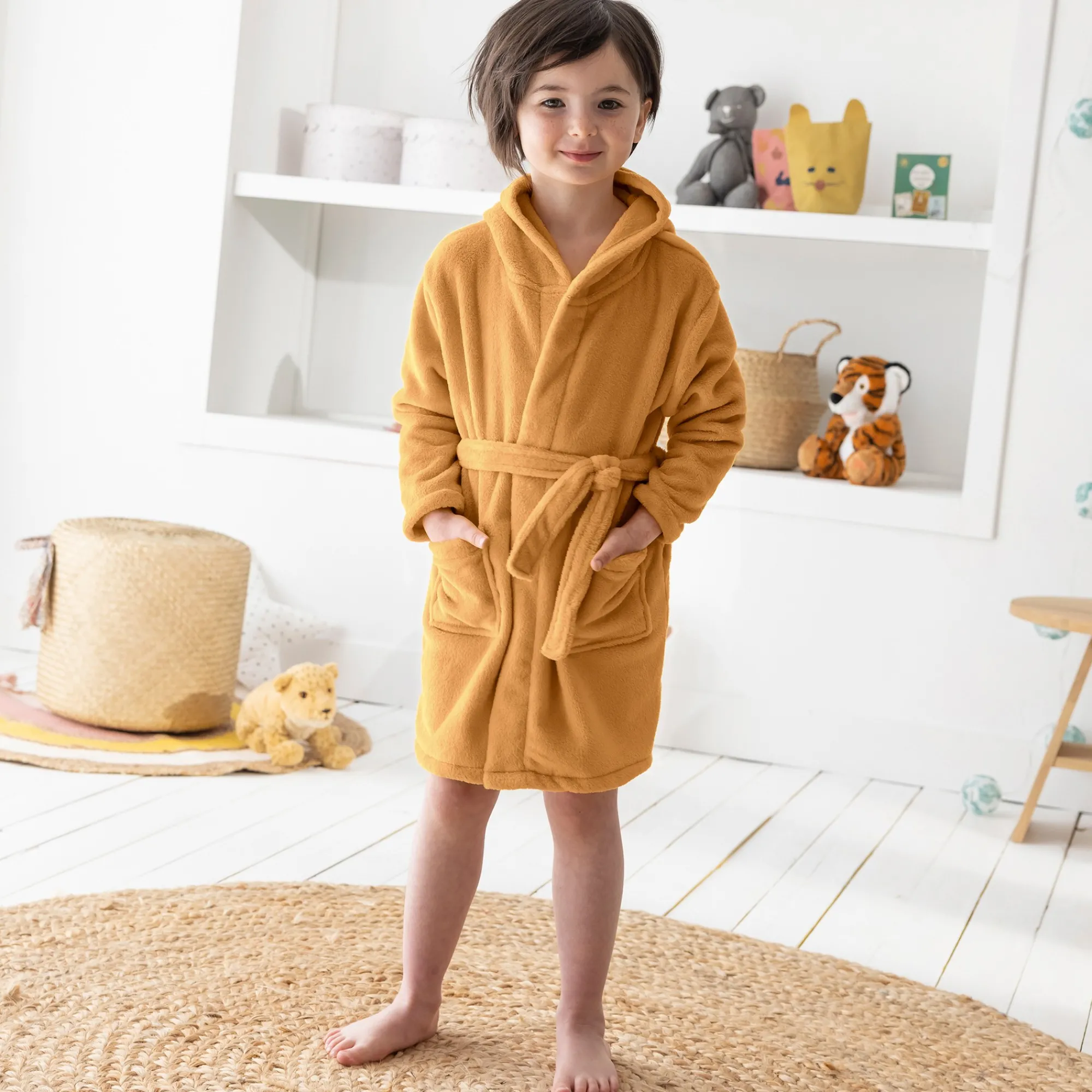 Badjas|Handdoek En Badlaken Kids<Blancheporte Badjas voor kids, met beermotief, met kap, streelzachte microvezel taupe