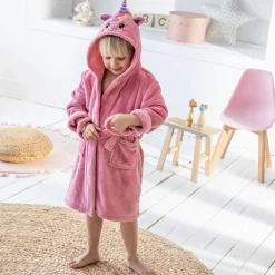Badjas|Handdoek En Badlaken Kids<Blancheporte Badjas voor kinderen, eenhoorn, met kap, streelzachte microvezel roze