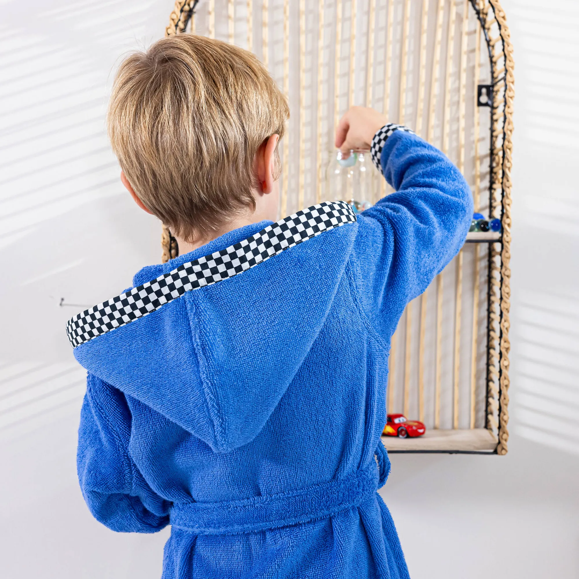Badjas|Handdoek En Badlaken Kids<Colombine des petits Badjas voor kinderen, kap met automotief, katoenen badstof - 340 g/m2 felblauw