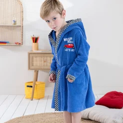 Badjas|Handdoek En Badlaken Kids<Colombine des petits Badjas voor kinderen, kap met automotief, katoenen badstof - 340 g/m2 felblauw