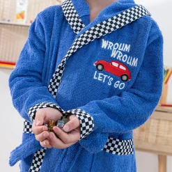 Badjas|Handdoek En Badlaken Kids<Colombine des petits Badjas voor kinderen, kap met automotief, katoenen badstof - 340 g/m2 felblauw