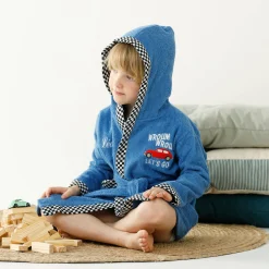 Badjas|Handdoek En Badlaken Kids<Colombine des petits Badjas voor kinderen met kap en automotief, personaliseerbaar, katoenen badstof - 340 g/m2 felblauw