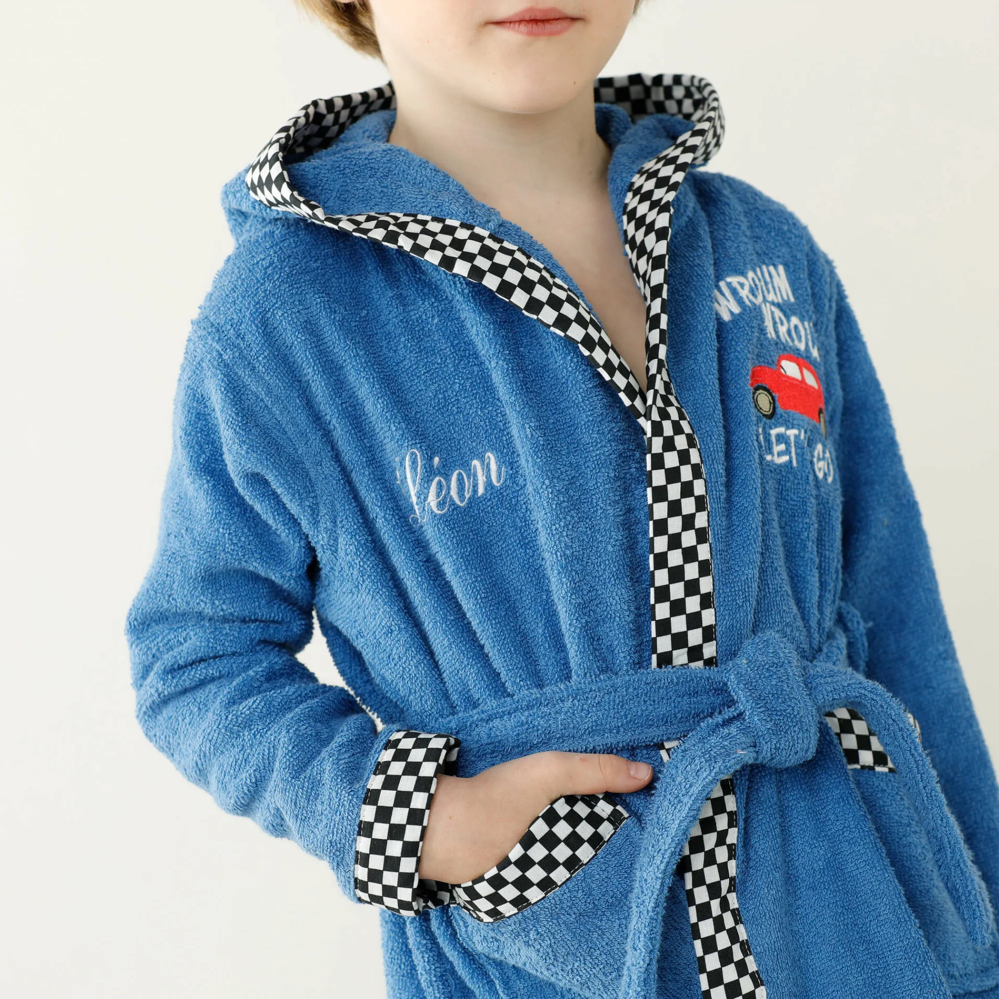 Badjas|Handdoek En Badlaken Kids<Colombine des petits Badjas voor kinderen met kap en automotief, personaliseerbaar, katoenen badstof - 340 g/m2 felblauw