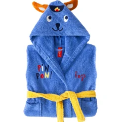 Badjas|Handdoek En Badlaken Kids<Colombine des petits Badjas voor kinderen, personaliseerbaar, Pin-pon, met kap felblauw