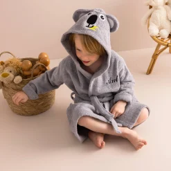 Badjas|Handdoek En Badlaken Kids<Colombine des petits Badjas voor kinderen, personaliseerbaar, koala met kap grijs