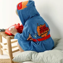 Badjas|Handdoek En Badlaken Kids<Colombine des petits Badjas voor kinderen 'superheld', met kap, katoenen badstof - 340 g/m2 felblauw