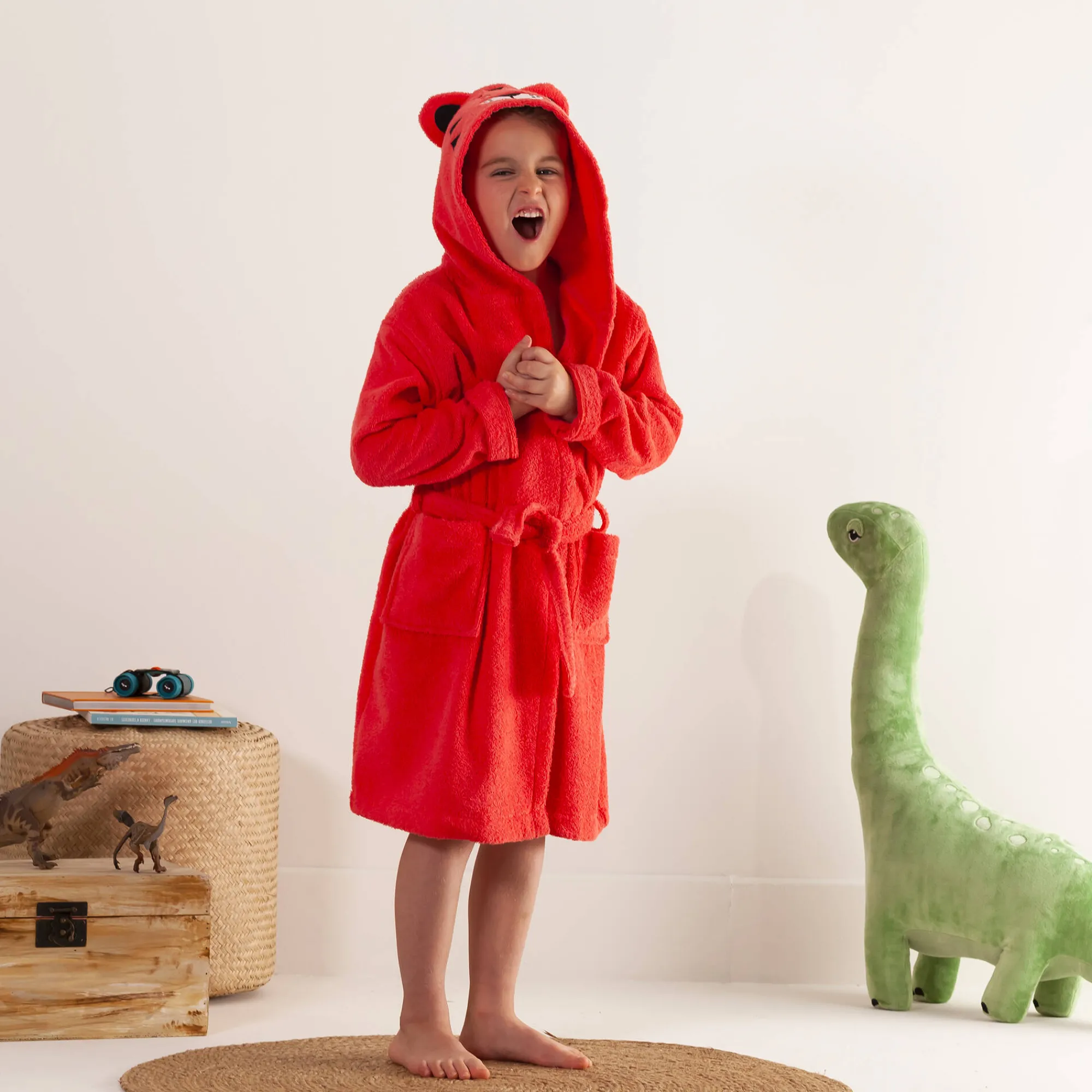 Badjas|Handdoek En Badlaken Kids<Colombine des petits Badjas voor kinderen, tijger, katoenen badstof - 340 g/m2 koraal