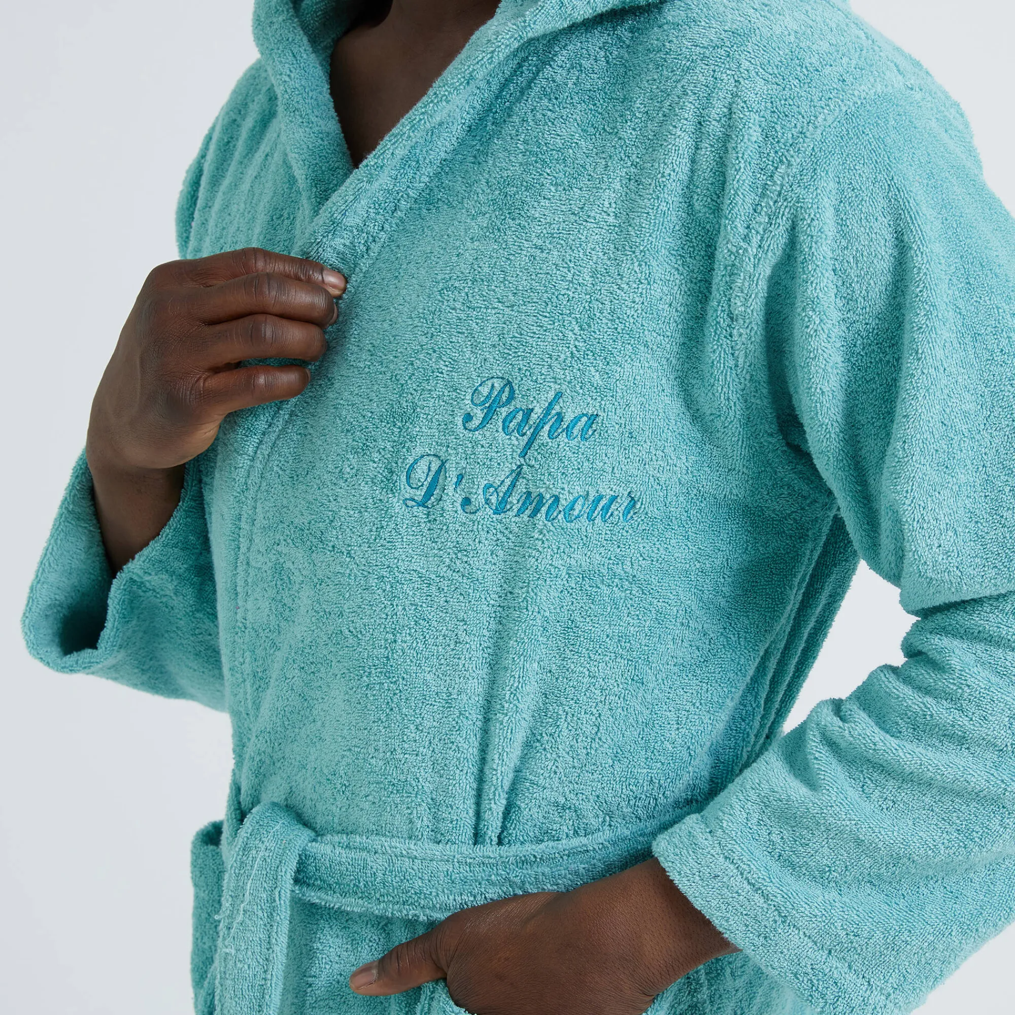 Badjas<Colombine Badjas voor volwassenen, unisex, lusjesbadstof, personaliseerbaar watergroen