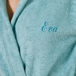 Badjas<Colombine Badjas voor volwassenen, unisex, lusjesbadstof, personaliseerbaar watergroen