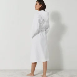 Badjas<Colombine Badjas voor volwassenen, unisex, lusjesbadstof, personaliseerbaar wit