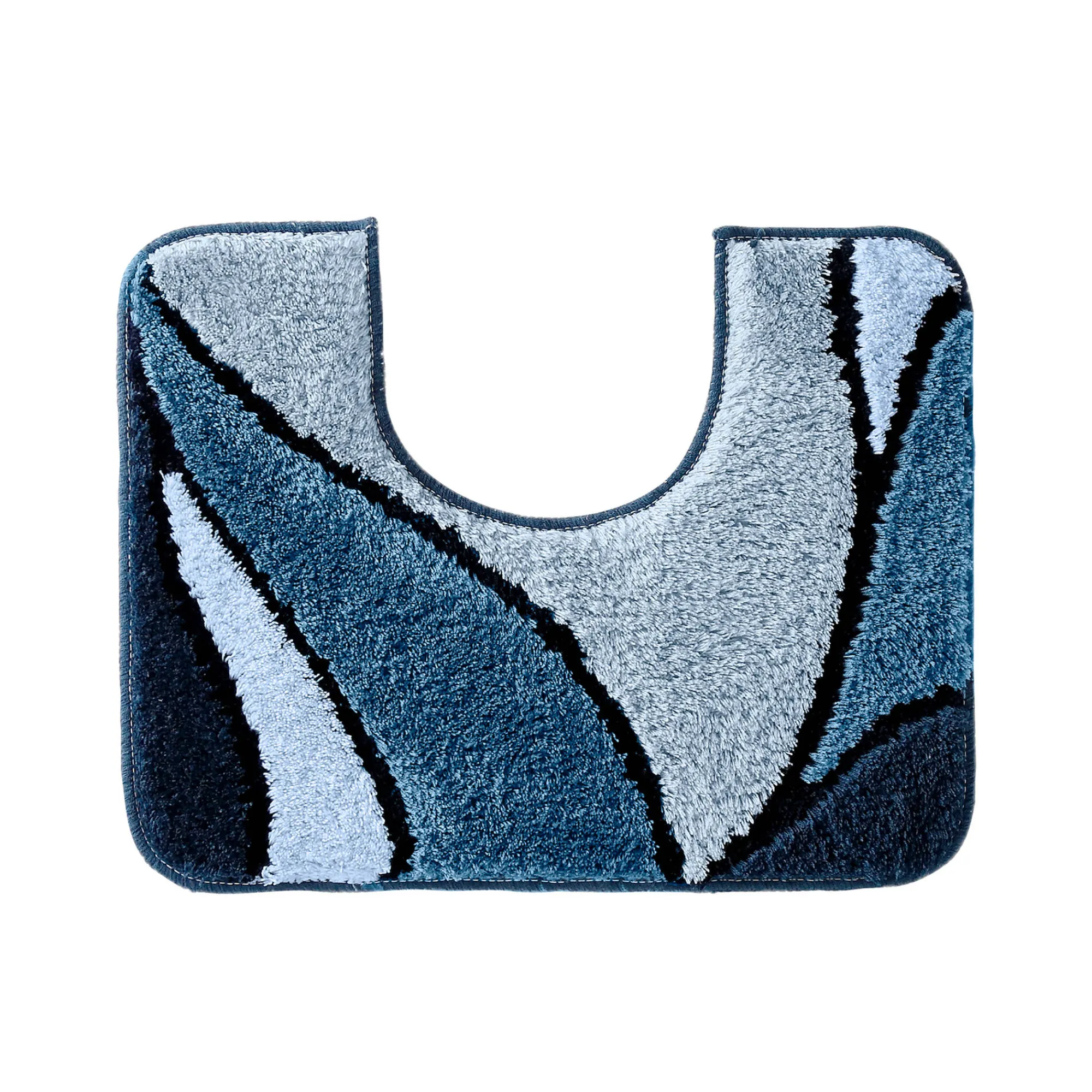 Badmatje<Blancheporte Badmatje met plantenmotief blauw