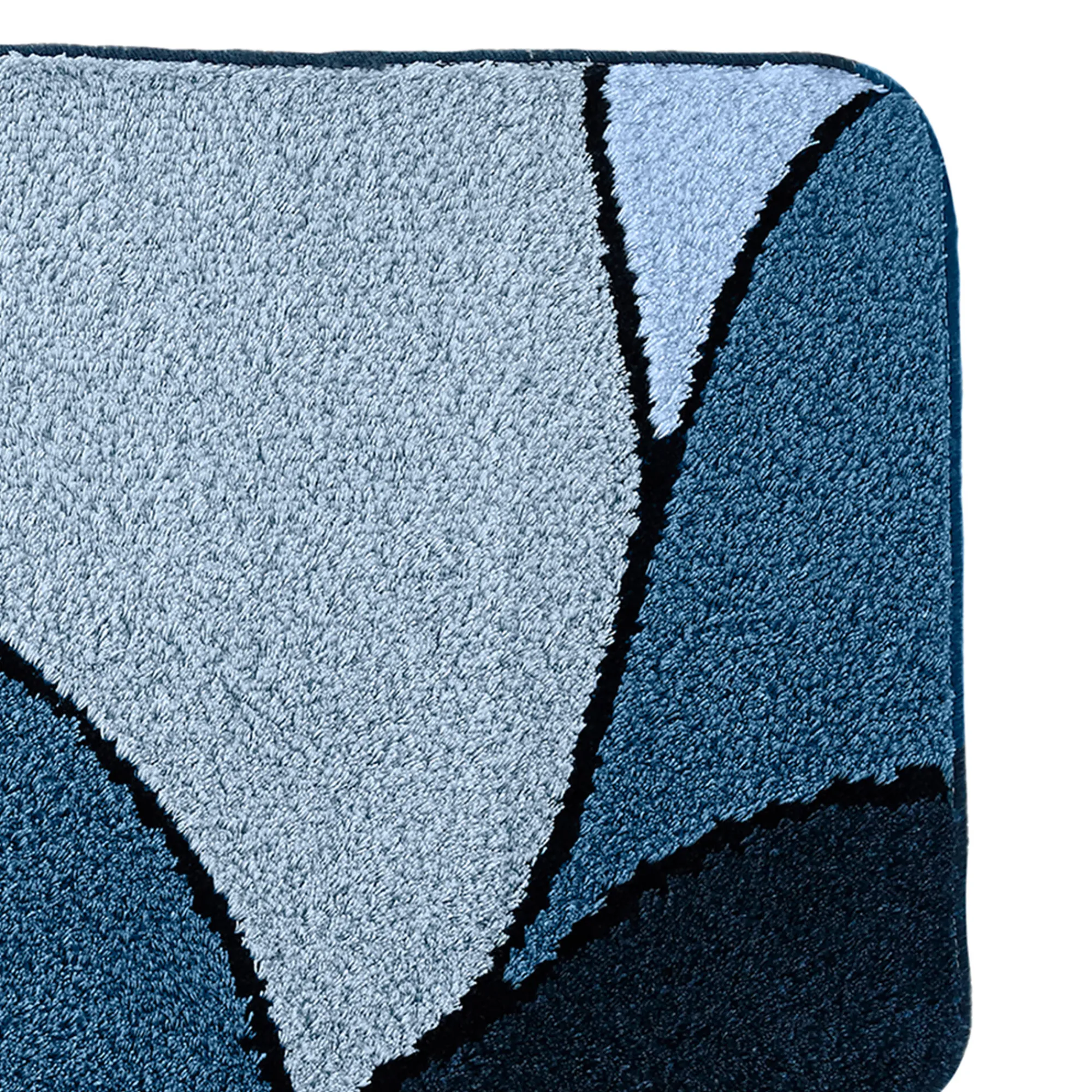 Badmatje<Blancheporte Badmatje met plantenmotief blauw