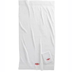 Badhanddoek<Colombine Badstofset in katoen, sierrand met geborduurde sneeuwvlokken - 420 g/m2 wit
