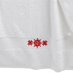 Badhanddoek<Colombine Badstofset in katoen, sierrand met geborduurde sneeuwvlokken - 420 g/m2 wit