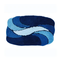 Badmatje<Blancheporte Badtapijtje met bloemmotief blauw