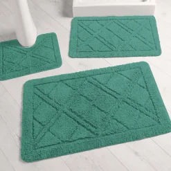 Badmatje<Blancheporte Badtapijtje met ruitjesmotief eucalyptus