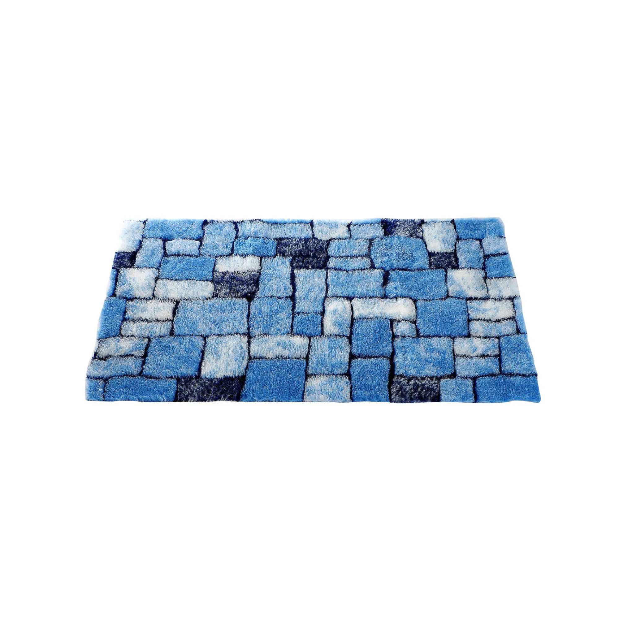 Badmatje<Blancheporte Badtapijtje mozaïek met pluchetouch blauw