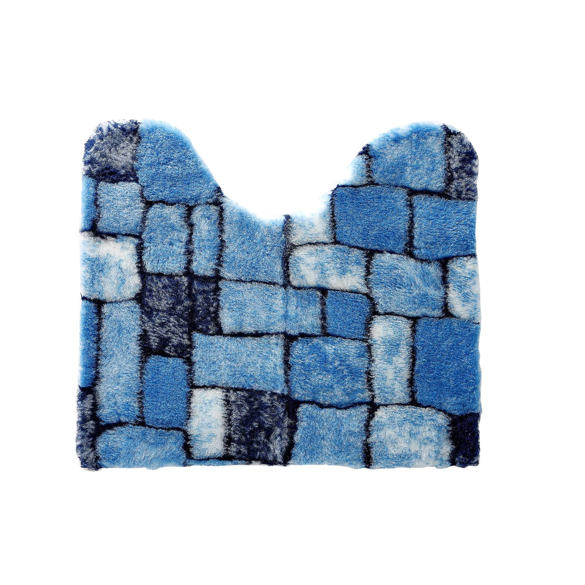 Badmatje<Blancheporte Badtapijtje mozaïek met pluchetouch blauw