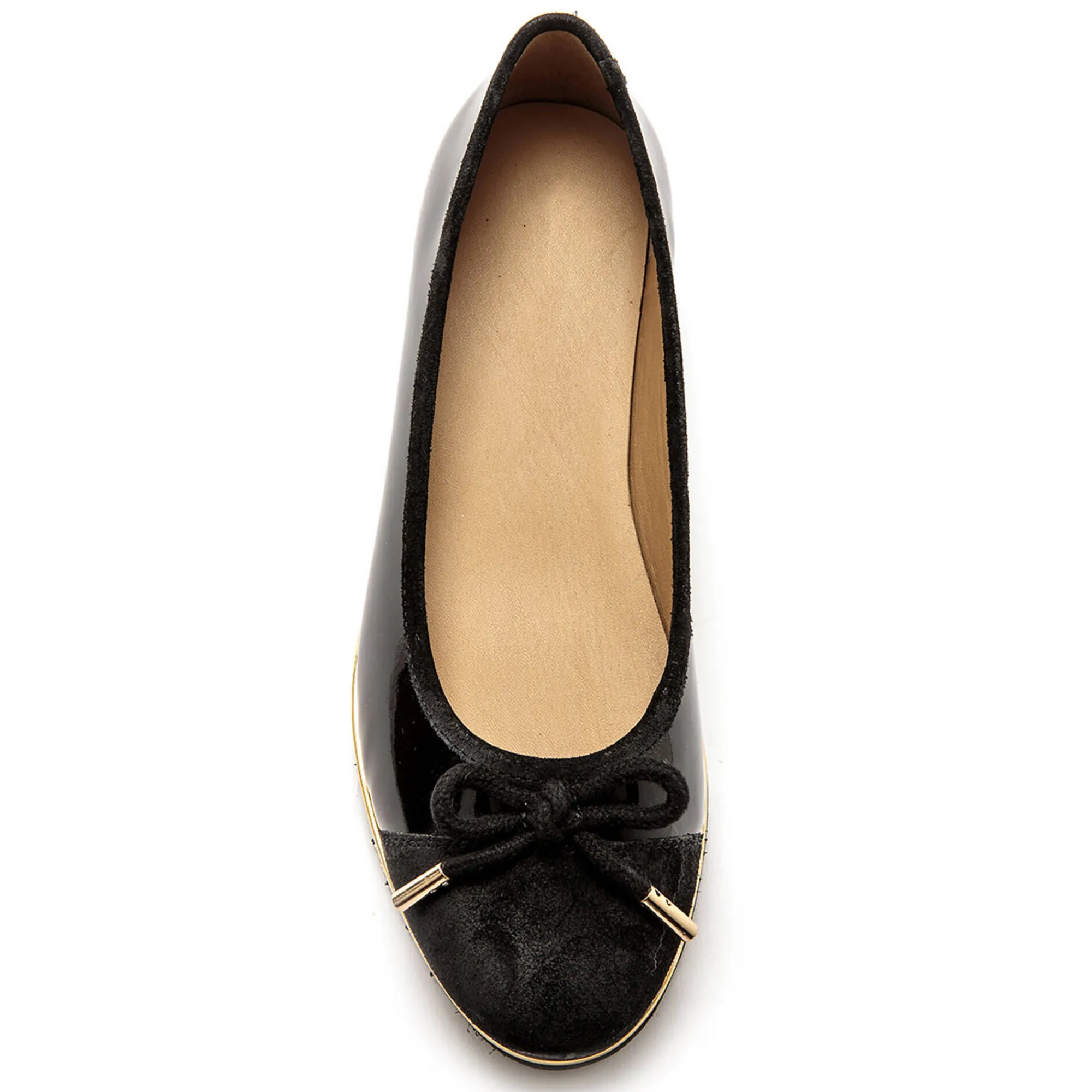 Feestelijke Schoenen|Ballerina's<PédiConfort Ballerina met sleehak en comfortbreedte, in gelakt leer - zwart