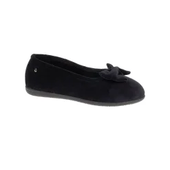 Sloffen|Sloffen<Isotoner Ballerina's in velours, afkomstig van de biologische landbouw - ergonomische zool ® zwart