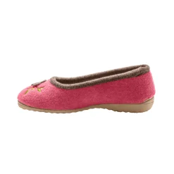 Sloffen|Sloffen<Blancheporte Ballerina's in wolvilt met opgelegde bloem framboos