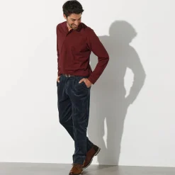 Broek<Blancheporte Bandplooibroek in velours met elastische tailleband marine