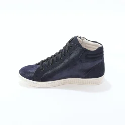 Baskets En Sneakers|Schoenen<Blancheporte Basket montantes zippées en cuir souple effet irisé marine