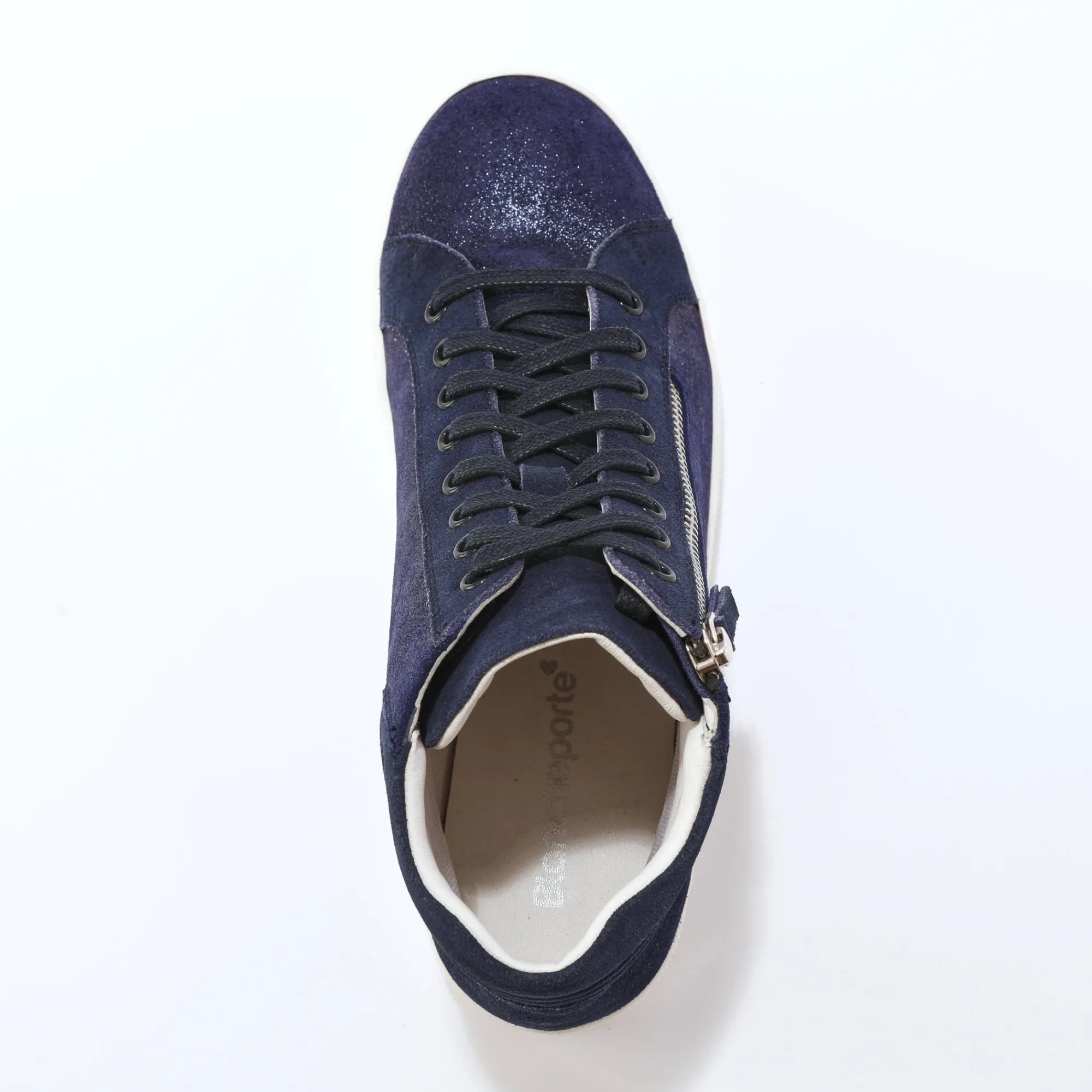 Baskets En Sneakers|Schoenen<Blancheporte Basket montantes zippées en cuir souple effet irisé marine