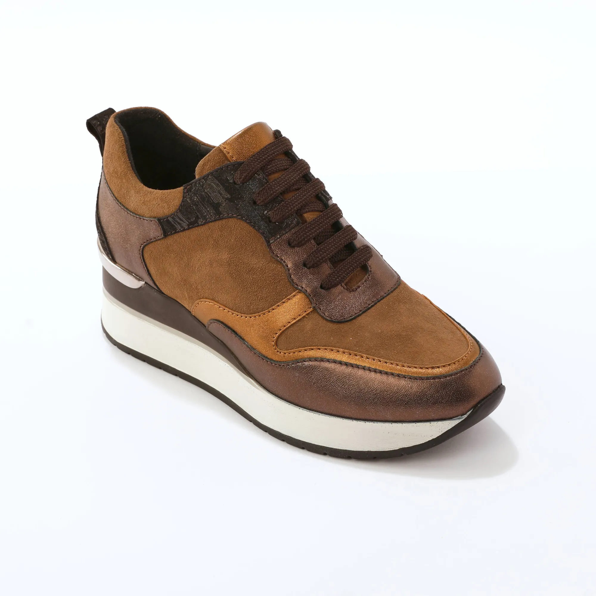 Baskets En Sneakers|Schoenen<Blancheporte Baskets compensées cuir bronskleur