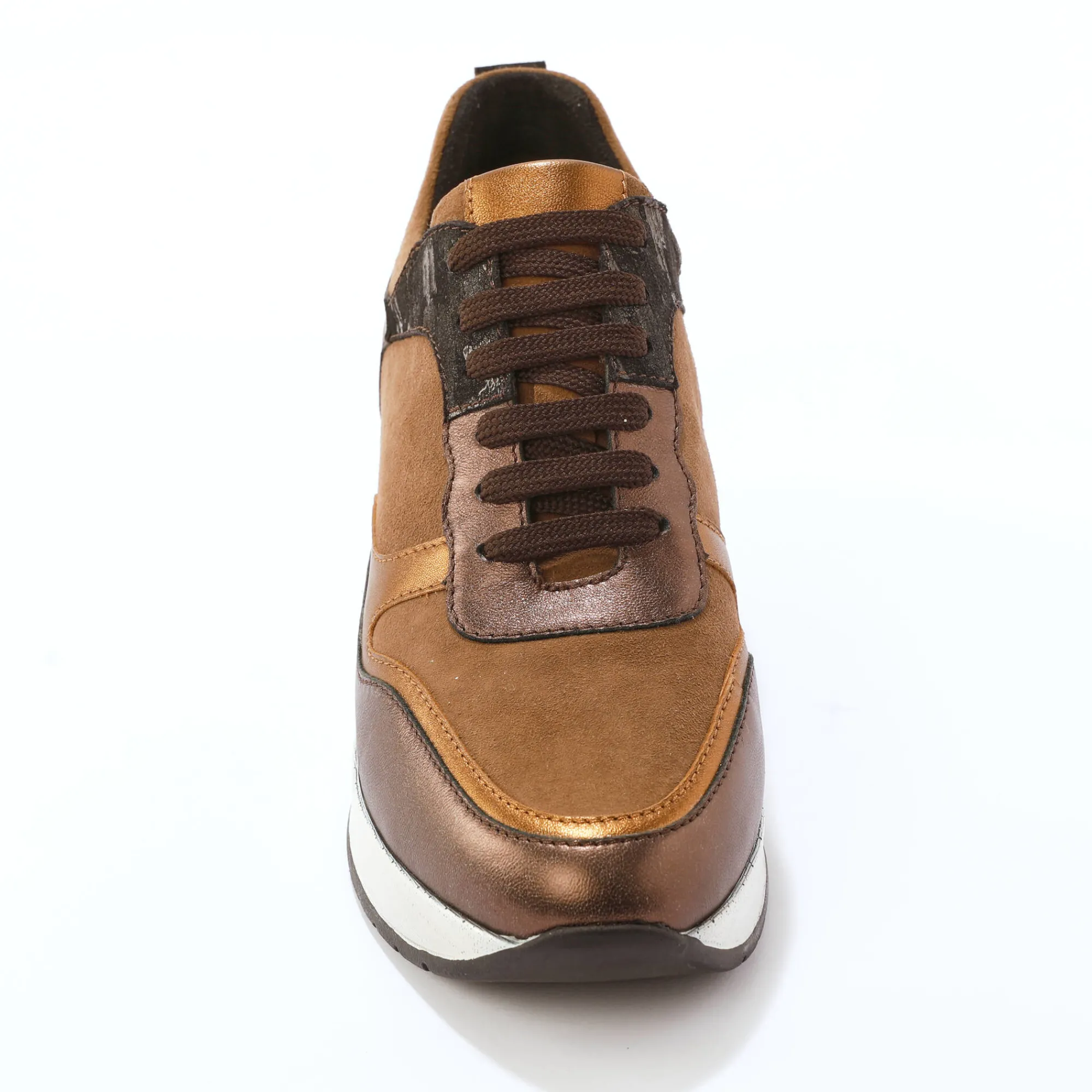 Baskets En Sneakers|Schoenen<Blancheporte Baskets compensées cuir bronskleur